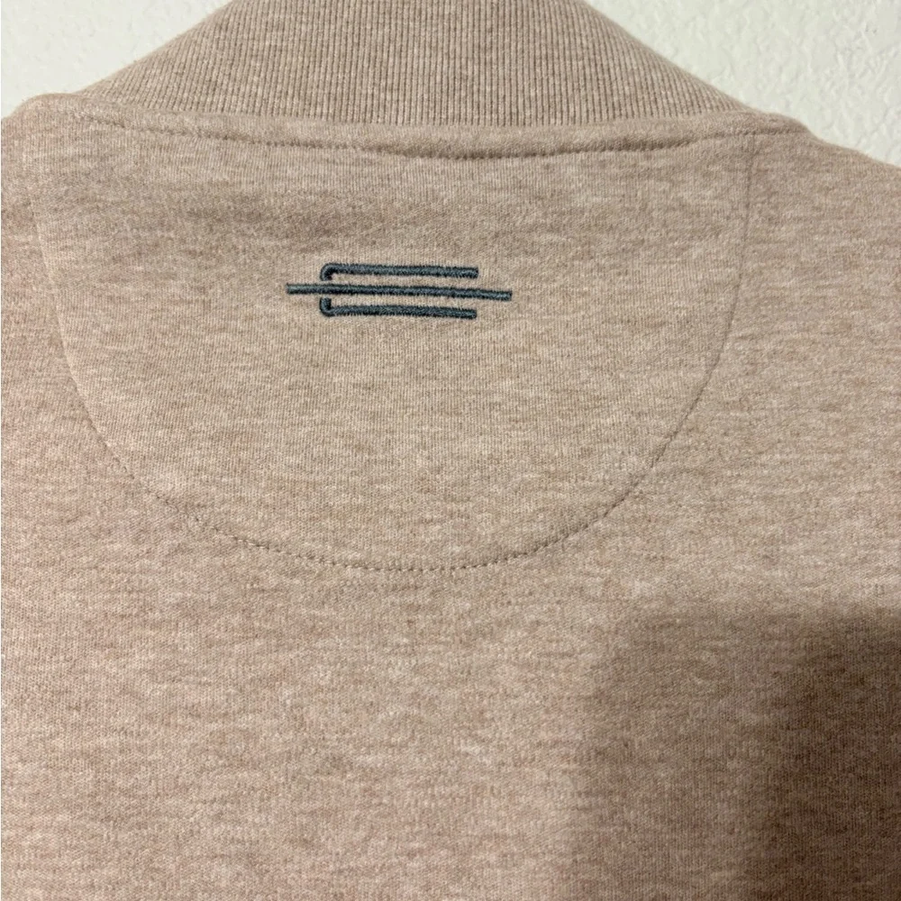 Men's Carnoustie Tan 1/4 Zip Pull Over Golf Casual Cotton Sweater Vest Gray Trim